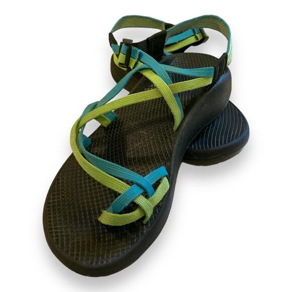 Womens Chaco ZX2 Yampa Celery Blue Adjustable Strap Vibram Sole Sandals Size 10 - Picture 3 of 16